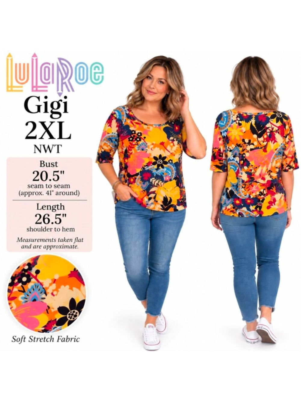 NWT LuLaRoe Gigi 2XL NWT Colorful Floral Paisley Stretch Top